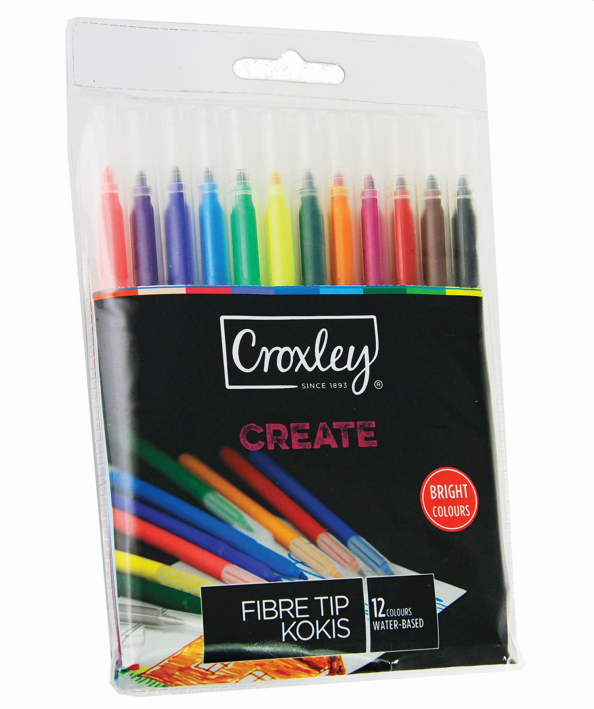 CROXLEY CREATE Fibre Tip Marker (Wallet of 12 Assorted Colours)