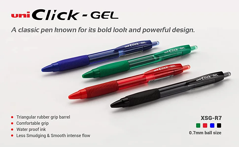 Uni-Ball XSG-R7 Uni-Click Gel Rollerball with Grip (0.7mm) - Image 2