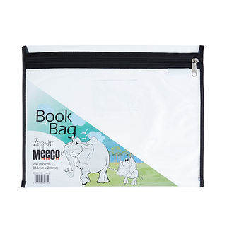 MEECO PVC Clear Zip Book Bags - Black