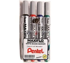 Pentel Maxiflo MWL5W Whiteboard Marker - Extra Breite 8 Mm Spitze, Rot, 12er Pack - Wiederbefüllbar Mit Drucktaste